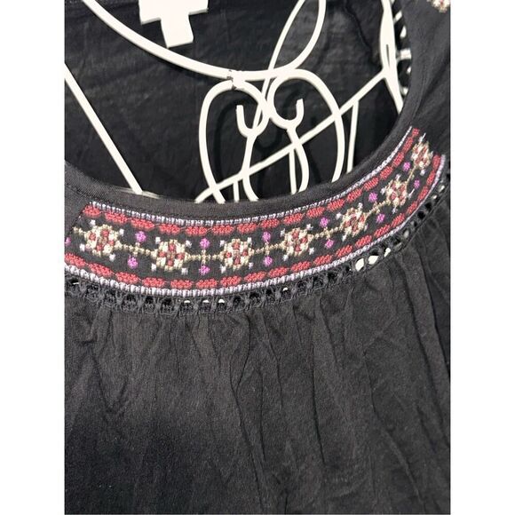 GREAT CONDITION J.Jill Embroidered Ladder Stitch Peasant Top Womens Size PL  Bas - Picture 7 of 9